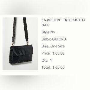 Anthropologie Envelope Oxford Black Crossbody Bag